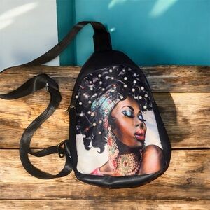 Stylish Black Printed Women's Crossbody Bag NWOT